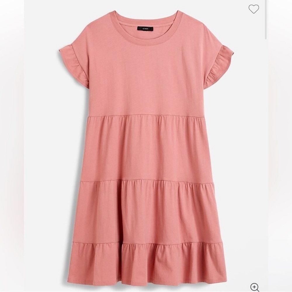 J. Crew Blush Pink Tiered Mini Dress Cotton Size XS Women’s Ruffle Sleeves